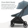imageUPPAbaby Minu V3 Travel Stroller  Lightweight  Compact Design  OneHand Fold  Unfold  from Birth  Overhead Compatible  Dillan Stone BlueCarbon FrameSand LeatherDillan