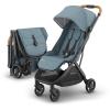 imageUPPAbaby Minu V3 Travel Stroller  Lightweight  Compact Design  OneHand Fold  Unfold  from Birth  Overhead Compatible  Dillan Stone BlueCarbon FrameSand LeatherDillan