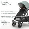 imageUPPAbaby Vista V3 Stroller  FullSize SingletoDouble Stroller System  Toddler Seat Bug Shield Rain Shield and Storage Bag Included  Greyson Charcoal MlangeCarbon FrameSaddle LeatherKenzi Mystic AquaCarbon FrameSaddle Leather