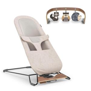 imageUPPAbaby Mira Bouncer Bundle Includes Mira 2in1 Bouncer and Forest Fun Toy Bar Seat Grows with Your Baby Folds Flat Sensory Entertainment  Stella Grey MlangeCharlie Sand Mlange