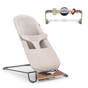 imageUPPAbaby Mira Bouncer Bundle includes Mira 2in1 Bouncer and Wonder Wheel Toy Bar Seat Grows with Your Baby Folds Flat Sensory Entertainment  Charlie Sand Mlange