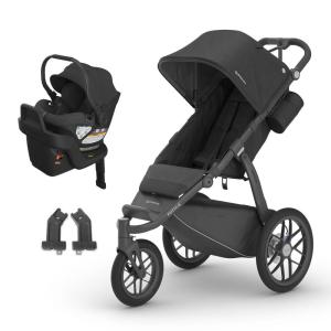 imageUPPAbaby Travel System  Ridge Stroller  Aria Lightweight Car Seat Combo  Toddler Seat Rain Shield Bug Shield Car Seat Base with Load Leg  Infant Insert Included  Jake CharcoalJake Charcoal