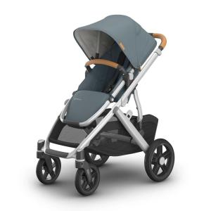 imageUPPAbaby Vista V3 Stroller  FullSize SingletoDouble Stroller System  Toddler Seat Bug Shield Rain Shield and Storage Bag Included  Greyson Charcoal MlangeCarbon FrameSaddle LeatherCallum Stone BlueSilver FrameSand Leather