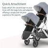 imageUPPAbaby RumbleSeat V2 Second Lower SeatCompatible with Vista V2 and Vista V3  Adapters Bumper Bar Bug Shield IncludedEmmett Green MlangeSilver FrameSaddle LeatherGregory Blue Mlange