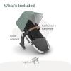 imageUPPAbaby RumbleSeat V2 Second Lower SeatCompatible with Vista V2 and Vista V3  Adapters Bumper Bar Bug Shield IncludedEmmett Green MlangeSilver FrameSaddle LeatherEmmett Green Mlange