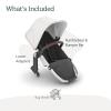 imageUPPAbaby RumbleSeat V2 Second Lower SeatCompatible with Vista V2 and Vista V3  Adapters Bumper Bar Bug Shield IncludedEmmett Green MlangeSilver FrameSaddle LeatherBryce White Marl