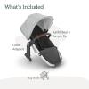 imageUPPAbaby RumbleSeat V2 Second Lower SeatCompatible with Vista V2 and Vista V3  Adapters Bumper Bar Bug Shield IncludedEmmett Green MlangeSilver FrameSaddle LeatherStella Grey Brushed Mlange
