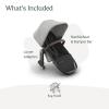 imageUPPAbaby RumbleSeat V3 Second Lower Seat  Compatible with Vista V2 and Vista V3  AllWeather Seat  Magnetic Buckle  Adapters Included  Declan Oat MlangeSilver FrameChestnut LeatherSavannah Pearl Gray JacquardCarbon FrameChestnut Leather
