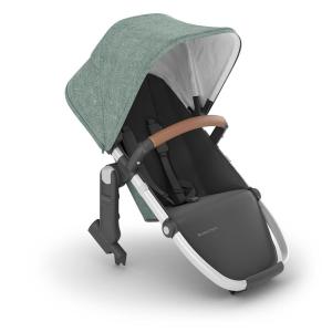 imageUPPAbaby RumbleSeat V2 Second Lower SeatCompatible with Vista V2 and Vista V3  Adapters Bumper Bar Bug Shield IncludedEmmett Green MlangeSilver FrameSaddle LeatherEmmett Green Mlange