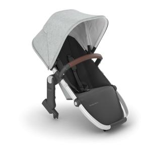 imageUPPAbaby RumbleSeat V2 Second Lower SeatCompatible with Vista V2 and Vista V3  Adapters Bumper Bar Bug Shield IncludedEmmett Green MlangeSilver FrameSaddle LeatherStella Grey Brushed Mlange