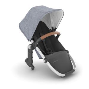 imageUPPAbaby RumbleSeat V2 Second Lower SeatCompatible with Vista V2 and Vista V3  Adapters Bumper Bar Bug Shield IncludedEmmett Green MlangeSilver FrameSaddle LeatherGregory Blue Mlange