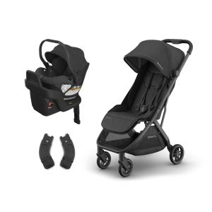 imageUPPAbaby Travel System Includes Minu V3 Stroller  Aria Lightweight Car Seat Combo  Adapters Car Seat Base  Infant Insert Included  Jake CharcoalJake