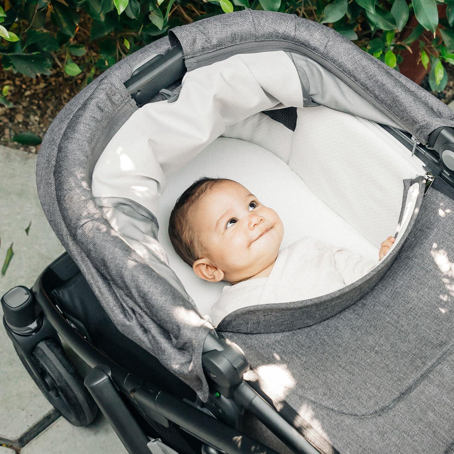 imageUPPAbaby Bassinet V3 Mattress CoverExtra Cover for Bassinets 2018LaterUltra Soft and ComfortableMachine WashableWhiteLight Grey