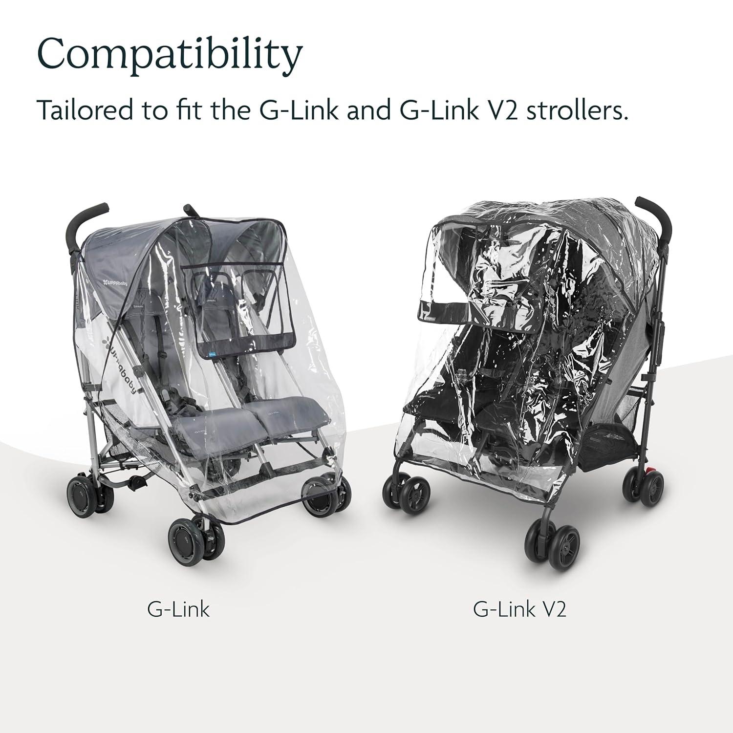 imageUPPAbaby GLink and GLink V2 Rain Shield Waterproof and Windproof Coverage Ventilated Design Quick Attachment Easy Access to Child