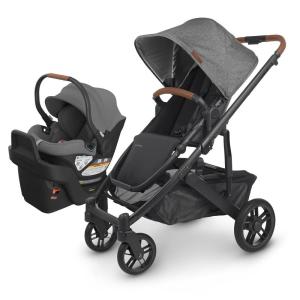 imageUPPAbaby Travel System Includes Cruz V2 Stroller  Aria Lightweight Car Seat Combo  Toddler Seat Rain Shield Storage Bag Car Seat Base  Infant Insert Included  Greyson Charcoal Mlange