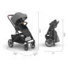 imageUPPAbaby Cruz V3 Stroller  from Birth  Car Seat Compatible  FullSize Reversible Seat  Infant Insert Bug and Rain Shields Included  Julian Dusty Blue MlangeCarbon FrameChestnut LeatherGreyson Charcoal Mlange