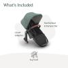 imageUPPAbaby RumbleSeat V3 Second Lower Seat  Compatible with Vista V2 and Vista V3  AllWeather Seat  Magnetic Buckle  Adapters Included Evelyn Meadow GreenGwen Green MlangeCarbon FrameSaddle Leather