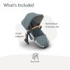 imageUPPAbaby RumbleSeat V3 Second Lower Seat  Compatible with Vista V2 and Vista V3  AllWeather Seat  Magnetic Buckle  Adapters Included Evelyn Meadow GreenCallum Stone BlueSilver FrameSand Leather