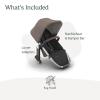 imageUPPAbaby RumbleSeat V3 Second Lower Seat  Compatible with Vista V2 and Vista V3  AllWeather Seat  Magnetic Buckle  Adapters Included Evelyn Meadow GreenTheo Dark TaupeSilver FrameChestnut Leather