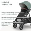 imageUPPAbaby Vista V3 Stroller  FullSize SingletoDouble Stroller System  Toddler Seat Bug Shield Rain Shield and Storage Bag Included  Owen Mocha MlangeCarbon FrameChestnut LeatherGwen Green Mlange