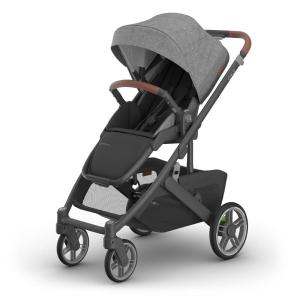 imageUPPAbaby Cruz V3 Stroller  from Birth  Car Seat Compatible  FullSize Reversible Seat  Infant Insert Bug and Rain Shields Included  Julian Dusty Blue MlangeCarbon FrameChestnut LeatherGreyson Charcoal Mlange