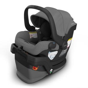 imageUPPAbaby Mesa V3 Infant Car Seat  Easy Installation  SmartSecure Technology  Attaches to Stroller  Base  Infant Insert Included  Evelyn Meadow GreenGreyson Charcoal Mlange