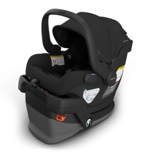 imageUPPAbaby Mesa V3 Infant Car Seat  Easy Installation  SmartSecure Technology  Attaches to Stroller  Base  Infant Insert Included  Evelyn Meadow GreenJake Charcoal