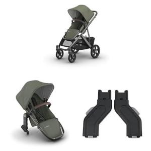 imageUPPAbaby Vista V3 Stroller  RumbleSeat V3  Convertible SingletoDouble Stroller System Toddler Seat RumbleSeat Accessory Adapters Included  Evelyn Meadow GreenGraphite FrameChestnut Leather
