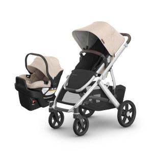 imageUPPAbaby Vista V3 Stroller  Aria V2 Infant Car Seat Travel System Combo  Toddler Seat Bumper Bar Bug and Rain Shields Car Seat Base and Infant Insert Included  Declan Oat MlangeDeclan Oat Mlange