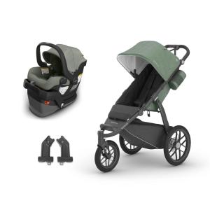 imageUPPAbaby Ridge Jogging Stroller  Mesa V3 Car Seat Travel System Combo  Cup Holder Bug and Rain Shields Car Seat Base and Infant Insert Included  GwenEvelyn Green