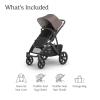 image:imageUPPAbaby Vista V3 Stroller  FullSize SingletoDouble Stroller System  Toddler Seat Bug Shield Rain Shield and Storage Bag Included  Callum Stone BlueSilver FrameSand LeatherOwen Mocha Mlange