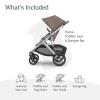 image:imageUPPAbaby Vista V3 Stroller  FullSize SingletoDouble Stroller System  Toddler Seat Bug Shield Rain Shield and Storage Bag Included  Callum Stone BlueSilver FrameSand LeatherTheo Dark Taupe