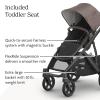 image:imageUPPAbaby Vista V3 Stroller  FullSize SingletoDouble Stroller System  Toddler Seat Bug Shield Rain Shield and Storage Bag Included  Callum Stone BlueSilver FrameSand LeatherOwen Mocha Mlange