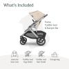 image:imageUPPAbaby Vista V3 Stroller  FullSize SingletoDouble Stroller System  Toddler Seat Bug Shield Rain Shield and Storage Bag Included  Callum Stone BlueSilver FrameSand LeatherDeclan Oat Mlange