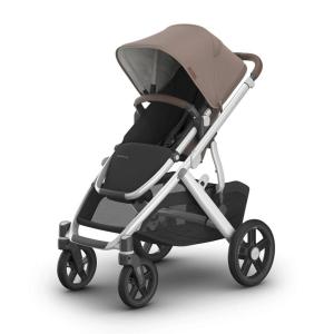 image:imageUPPAbaby Vista V3 Stroller  FullSize SingletoDouble Stroller System  Toddler Seat Bug Shield Rain Shield and Storage Bag Included  Callum Stone BlueSilver FrameSand LeatherTheo Dark Taupe