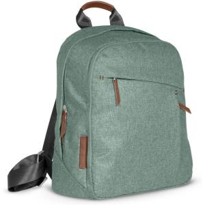 image:imageUPPAbaby Changing Backpack  Multiple Storage Compartments  Side Bottle  Laptop Pockets  Trolley Sleeve  Stroller Strap Attachment  Owen  Mocha Mlange  Chestnut LeatherEmmettGwen Green Mlange  Saddle Leather