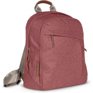 image:imageUPPAbaby Changing Backpack  Multiple Storage Compartments  Side Bottle  Laptop Pockets  Trolley Sleeve  Stroller Strap Attachment  Owen  Mocha Mlange  Chestnut LeatherLucy Rosewood MlangeSaddle Leather