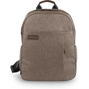 image:imageUPPAbaby Changing Backpack  Multiple Storage Compartments  Side Bottle  Laptop Pockets  Trolley Sleeve  Stroller Strap Attachment  Owen  Mocha Mlange  Chestnut LeatherOwen Mocha Melange  Chestnut Leather
