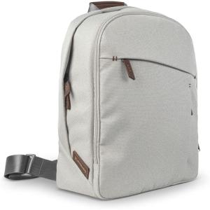image:imageUPPAbaby Changing Backpack  Multiple Storage Compartments  Side Bottle  Laptop Pockets  Trolley Sleeve  Stroller Strap Attachment  Owen  Mocha Mlange  Chestnut LeatherSavannah Pearl Gray JacquardChestnut Leather