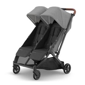 image:imageUPPAbaby Minu Duo SidebySide Double Stroller  Lightweight  Compact Design for Travel  Easy Fold from Birth to Toddler  Independent Recline Ada SandstoneCarbon FrameChestnut LeatherGreyson Charcoal MlangeCarbon FrameSaddle Leather