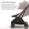 image:imageUPPAbaby Minu V3 Travel Stroller  Lightweight  Compact Design  OneHand Fold  Unfold  from Birth  Overhead Compatible  Ada SandstoneCarbon FrameChestnut LeatherAda Sandstone MelangeCarbon FrameChestnut Leather