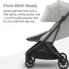 image:imageUPPAbaby Minu V3 Travel Stroller  Lightweight  Compact Design  OneHand Fold  Unfold  from Birth  Overhead Compatible  Ada SandstoneCarbon FrameChestnut LeatherSavannah Pearl Gray JacquardCarbon FrameChestnut Leather