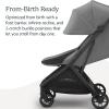 image:imageUPPAbaby Minu V3 Travel Stroller  Lightweight  Compact Design  OneHand Fold  Unfold  from Birth  Overhead Compatible  Ada SandstoneCarbon FrameChestnut LeatherGreyson Charcoal MlangeCarbon FrameSaddle Leather