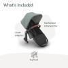image:imageUPPAbaby RumbleSeat V3 Second Lower Seat  Compatible with Vista V2 and Vista V3  AllWeather Seat  Magnetic Buckle  Adapters Included  Ada Sandstone MlangeCarbon FrameChestnut LeatherKenzi Mystic AquaCarbon FrameSaddle Leather
