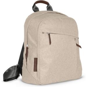 image:imageUPPAbaby Changing Backpack  Multiple Storage Compartments  Side Bottle  Laptop Pockets  Trolley Sleeve  Stroller Strap Attachment  Ada Sandstone Mlange  Chestnut LeatherDeclan Oat MlangeChestnut Leather