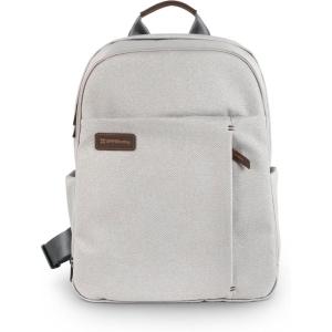 image:imageUPPAbaby Changing Backpack  Multiple Storage Compartments  Side Bottle  Laptop Pockets  Trolley Sleeve  Stroller Strap Attachment  Ada Sandstone Mlange  Chestnut LeatherSavannah Pearl Gray JacquardChestnut Leather