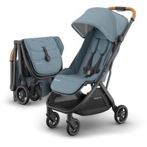 image:imageUPPAbaby Minu V3 Travel Stroller  Lightweight  Compact Design  OneHand Fold  Unfold  from Birth  Overhead Compatible  Ada SandstoneCarbon FrameChestnut LeatherDillan Stone BlueCarbon FrameSand Leather