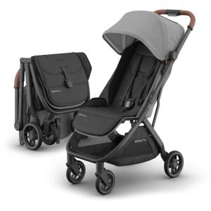 image:imageUPPAbaby Minu V3 Travel Stroller  Lightweight  Compact Design  OneHand Fold  Unfold  from Birth  Overhead Compatible  Ada SandstoneCarbon FrameChestnut LeatherGreyson Charcoal MlangeCarbon FrameSaddle Leather