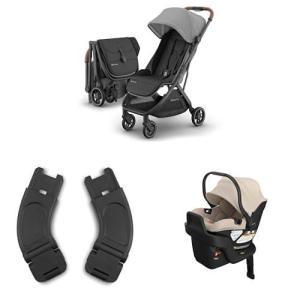 image:imageUPPAbaby Minu V3 Stroller  Aria V2 Infant Car Seat Travel System Combo  Adapter Foot Cover Bug and Rain Shields Car Seat Base and Infant Insert Included  Greyson Charcoal  Declan Oat
