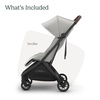image:imageUPPAbaby Minu V3 Travel Stroller  Lightweight  Compact Design  OneHand Fold  Unfold  from Birth  Overhead Compatible  James BlackCarbon FrameBlack LeatherSavannah Pearl Gray JacquardCarbon FrameChestnut Leather